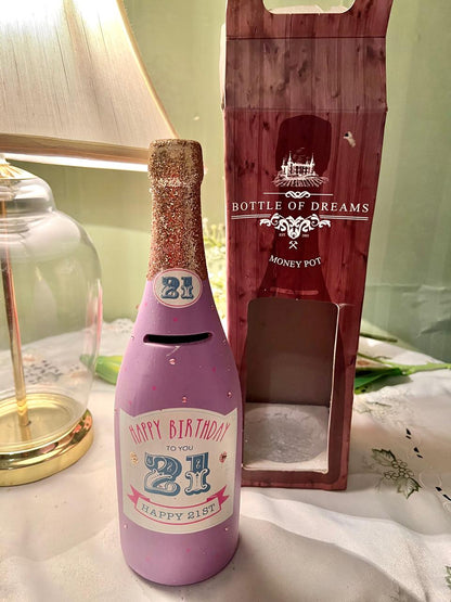 Xpressions 4 U 21st Birthday Bottle Money Box – Approx. 12 Inch