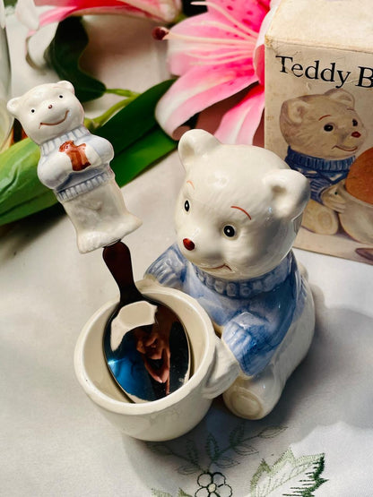 Boots Teddy Bear Egg Cup Set with Spoon & Original Box 10 cm