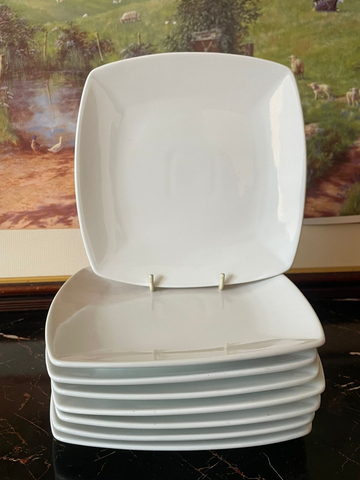 Set of 8 Cargo Arc Square Medium Plates – Minimalist White