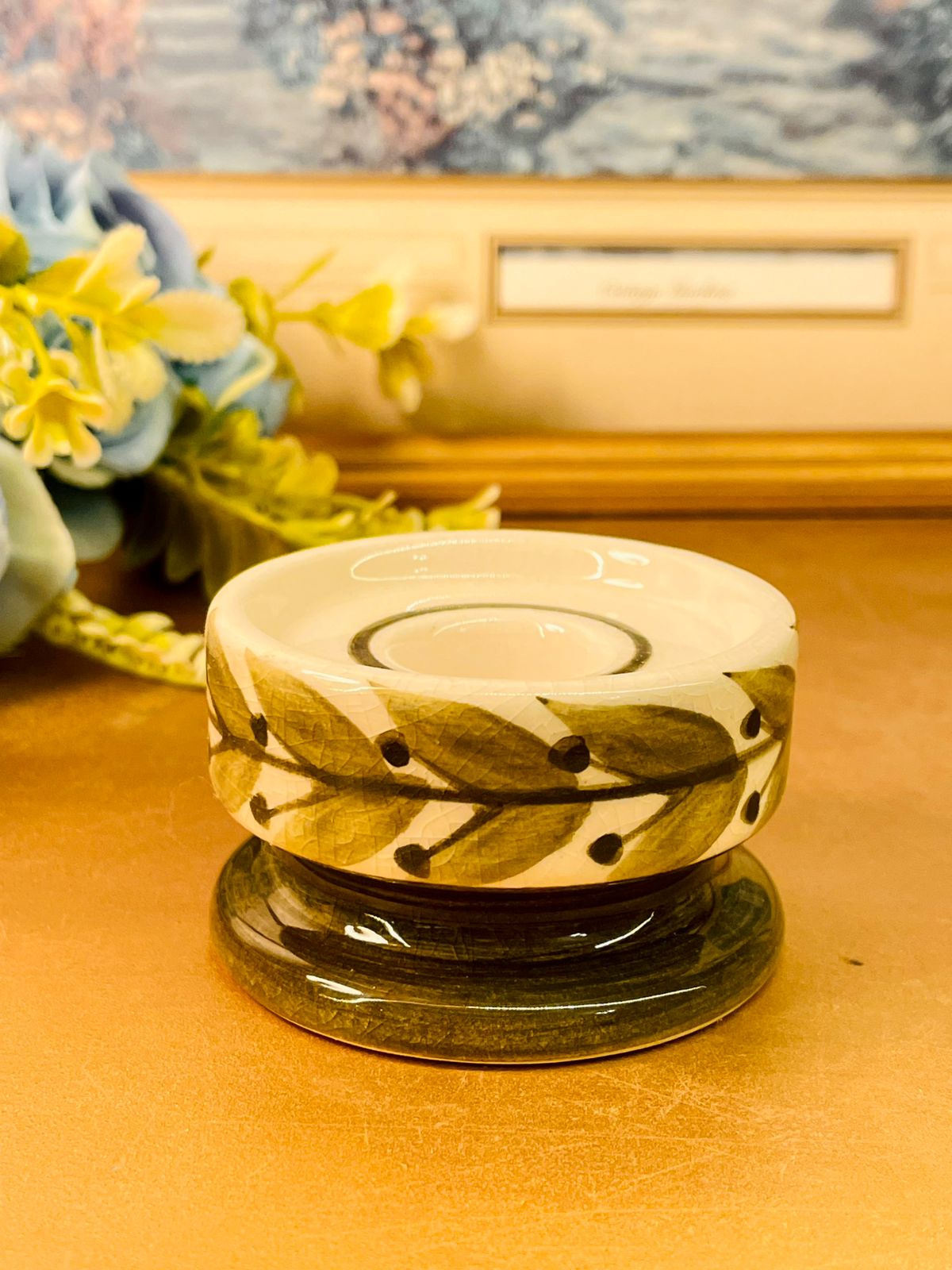 Vintage Botanical Cramic Tealight Candle Holder
