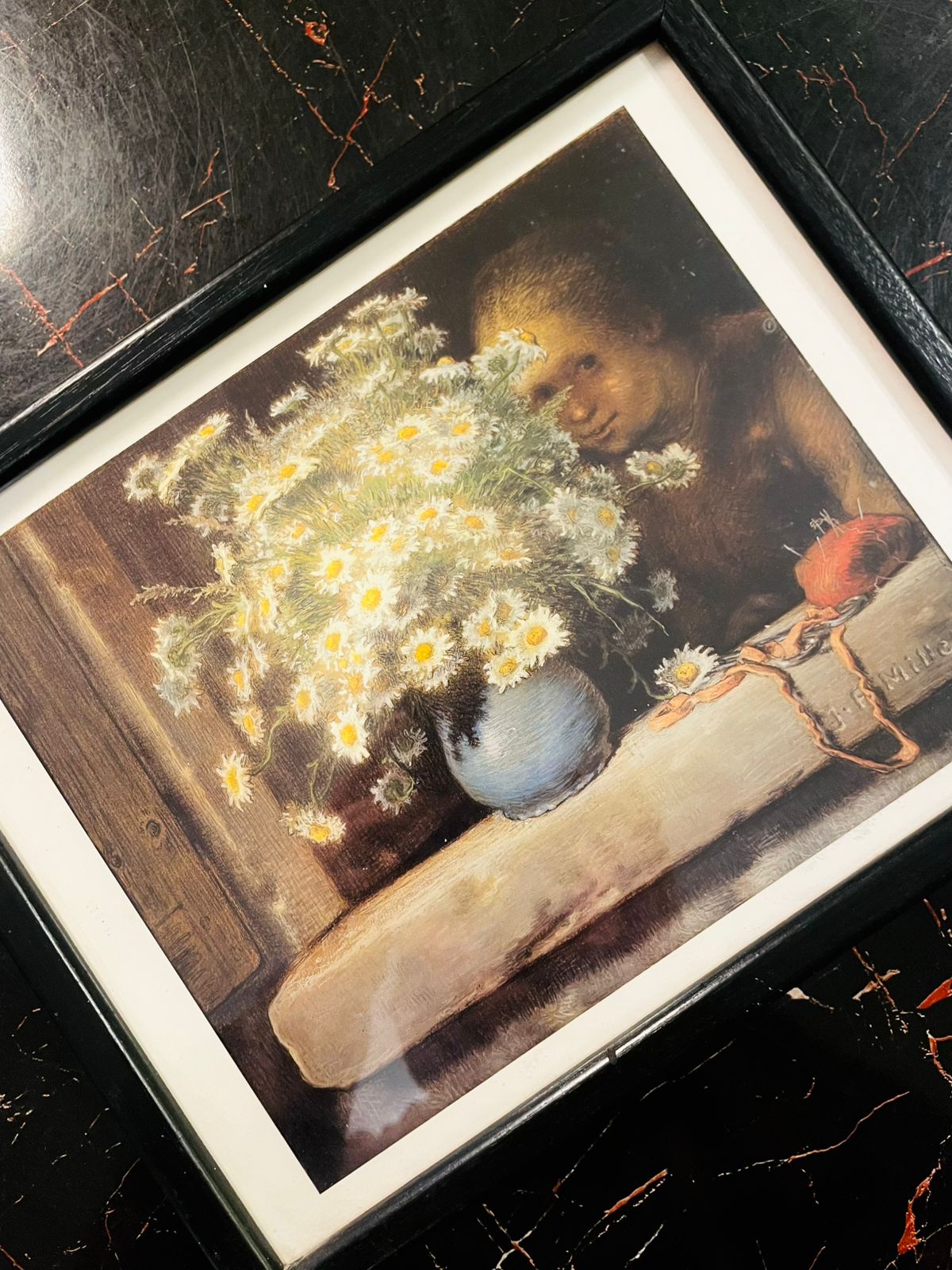 Vintage Framed Daisy Still Life Wall Art painting