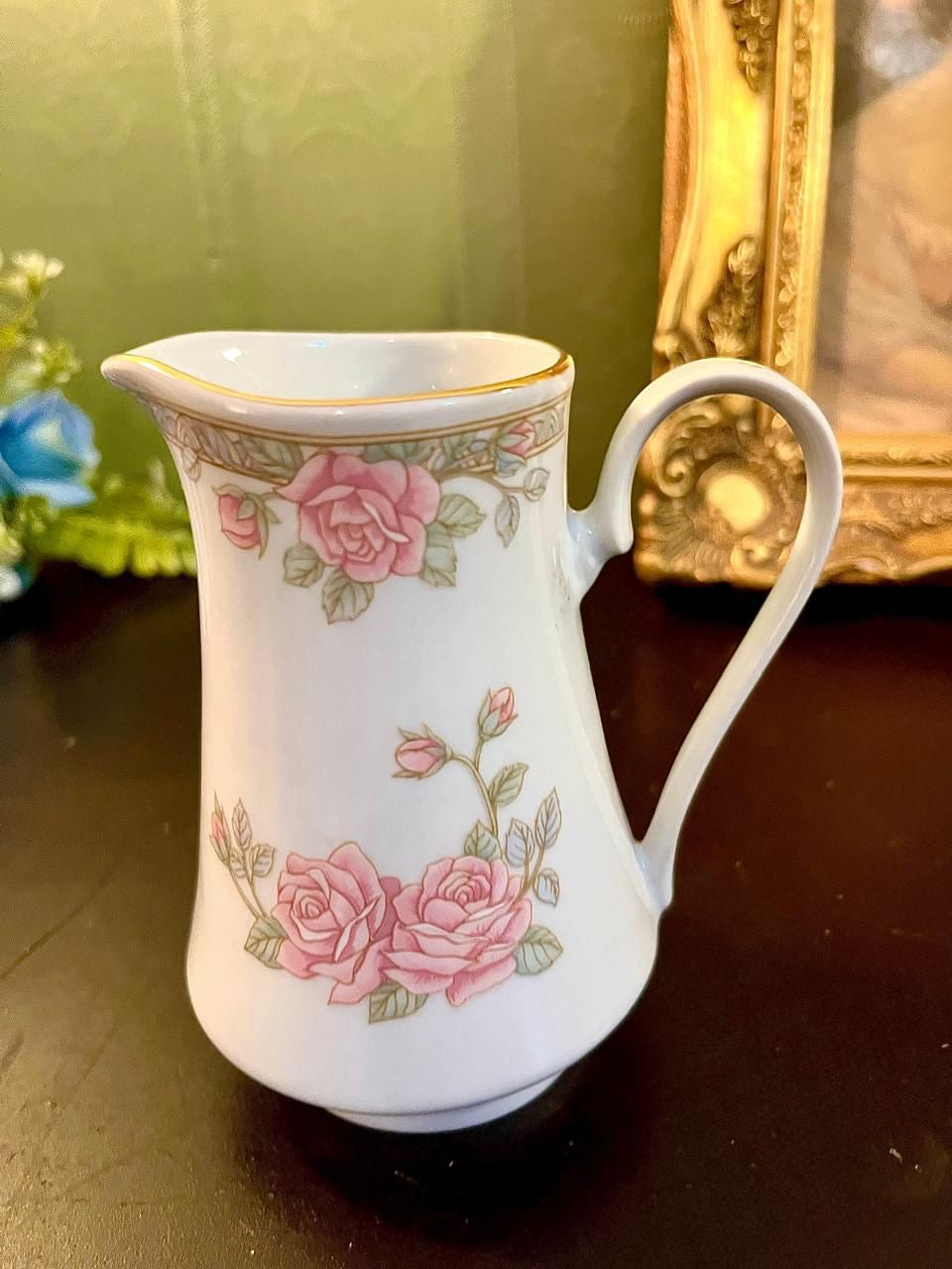 Vintage Pink Rose Porcelain Creamer Jug 5 Inch