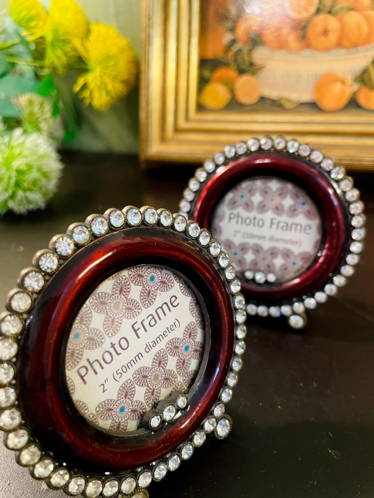 Vintage Rhinestone Mini Photo Frames Set of 2 – 3 Inch