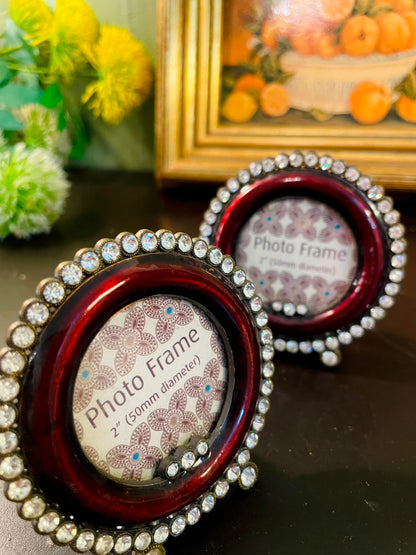 Vintage Rhinestone Mini Photo Frames Set of 2 – 3 Inch