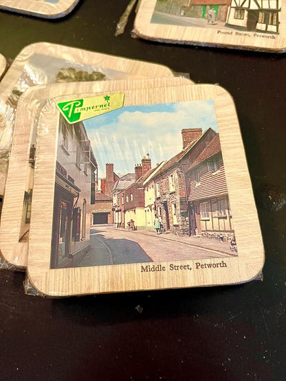Set of Vintage Petersfield Street Scene Coasters 5 Inch