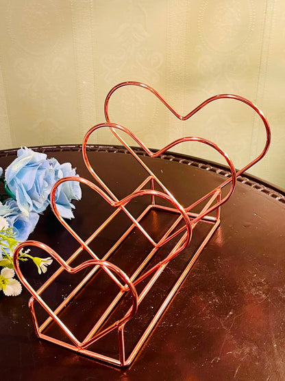 Rose Gold Heart Design Napkin Holder – Decorative Metal Tissue Holder