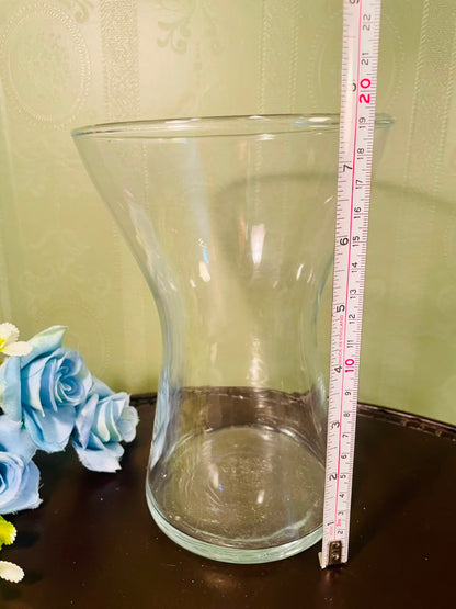 Large Clear Crystal Hourglass Vase – 7.5 Inch Decorative Flower Vase