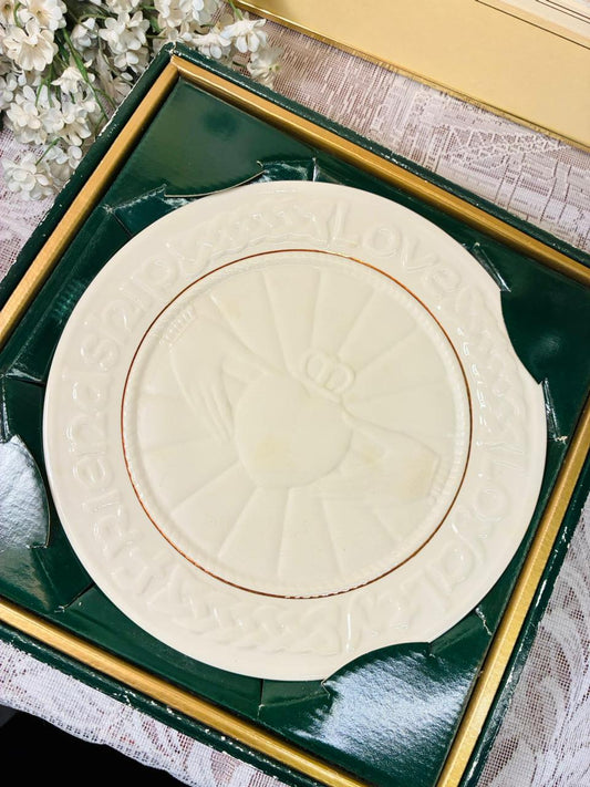 Belleek Parian China Claddagh Plate – Irish Collectible Gift Boxed