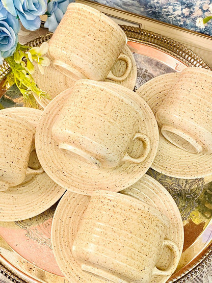 Churchill Stonecast Homespun  Cups & Saucers  Set of 4 Vintage