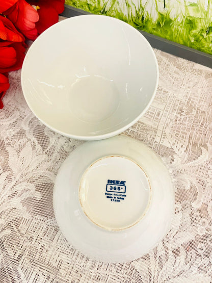Vintage IKEA 365+ White Ceramic Bowls Set of 6