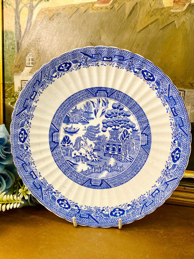 Vintage Blue Willow Decorative Plate 9in– English Cottage Wall Decor