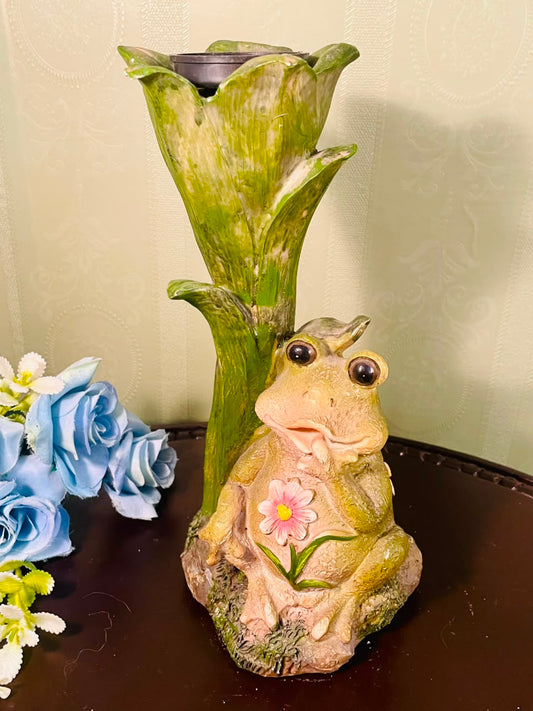 Vintage Frog Candle Holder Figurine – 9 Inch Decorative Accent