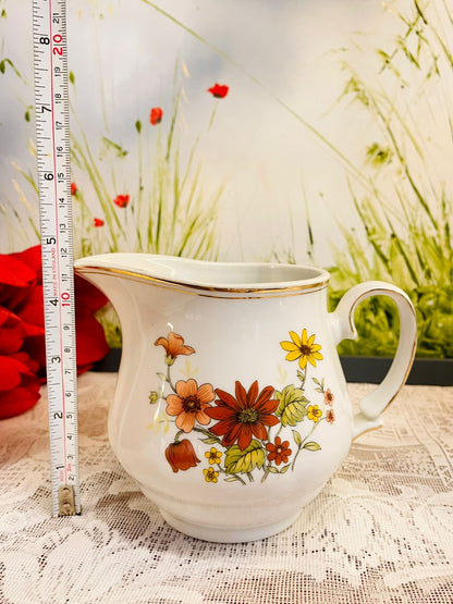 Vintage Staffordshire Floral Ceramic Jug