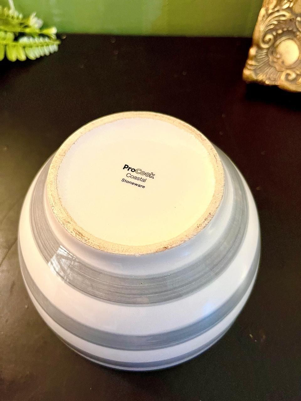 Vintage Grey Stripe Ceramic Serving Bowl 5 Inch