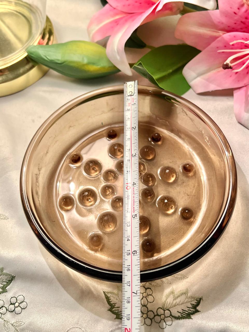 Amber Crystal Bubble Bowl with Black Rim – Approx. 7 Inch