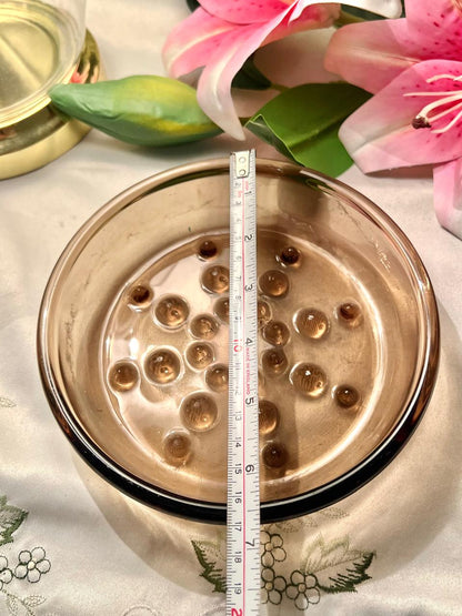 Amber Crystal Bubble Bowl with Black Rim – Approx. 7 Inch