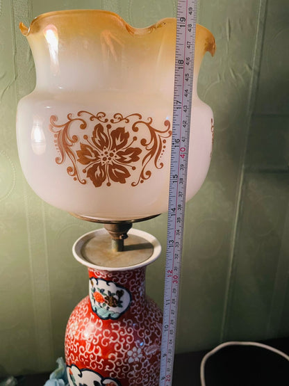 RARE FIND Vintage Imari Style Ginger Jar & Porcelain Lamp Set