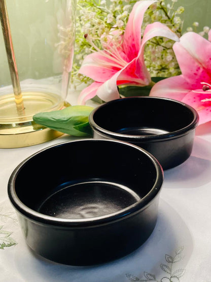 Vintage Black Glazed Stoneware Bowl – Freezer & Oven Safe, Approx. 11 cm