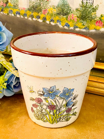 Speckled Wildflower Ceramic Planter – Cottage-Core Home Decor
