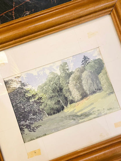 Framed Woodland Landscape Watercolour Painting 14 inch