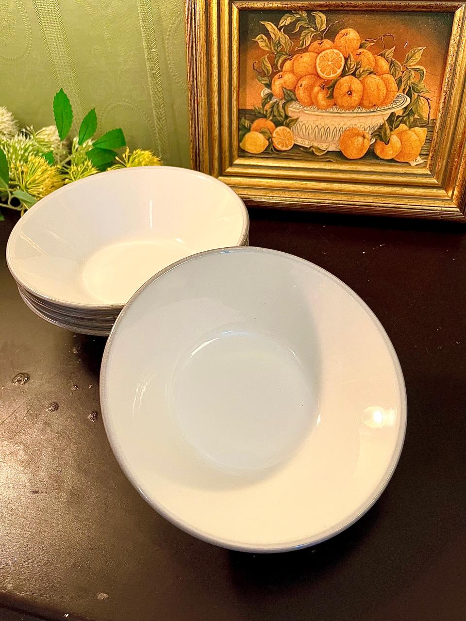 Vintage White Cereal Bowls Set of 5 – 6 Inch Minimalist Ceramic