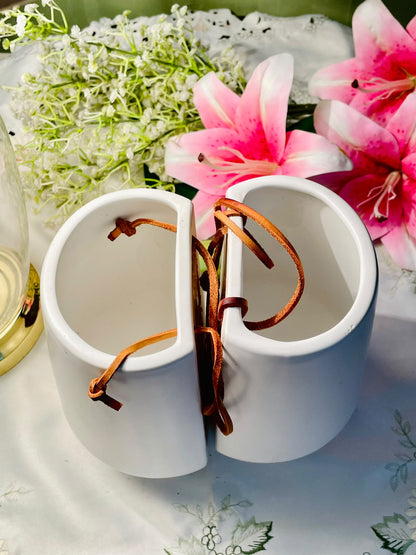 Present Time White Ceramic Hanging Planters – Set of 2