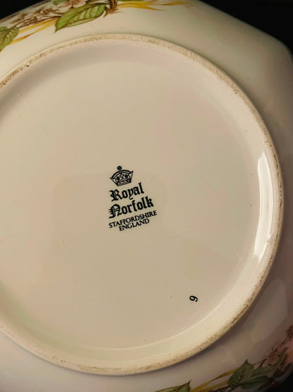Royal Norfolk Floral Octagonal Serving Bowl 9 Inch England