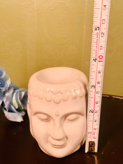 White Ceramic Buddha Head Wax Melt Burner – 5 Inch