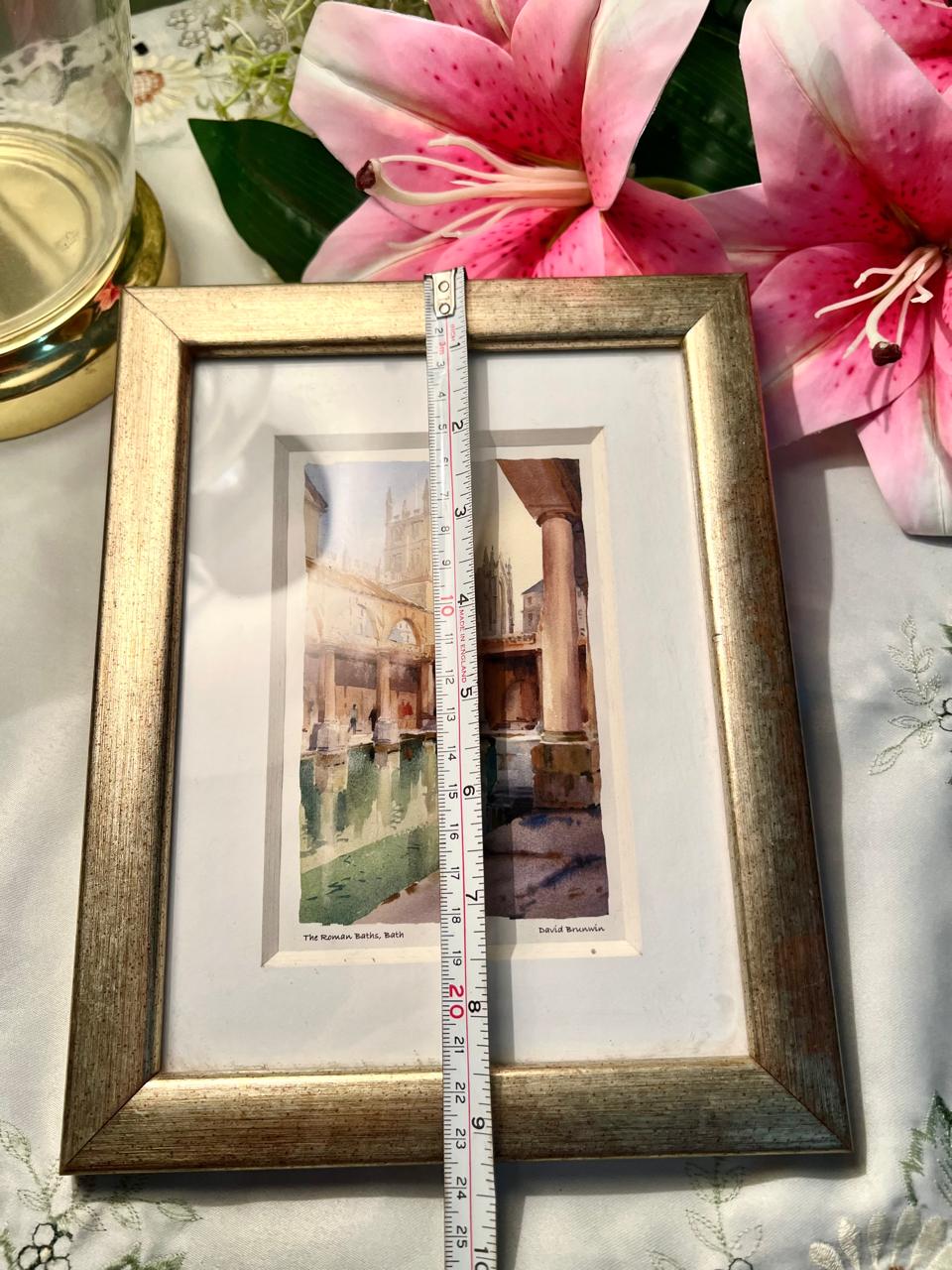 Roman Baths Bath Framed Painting Gold-Tone Frame Approx. 24 cm