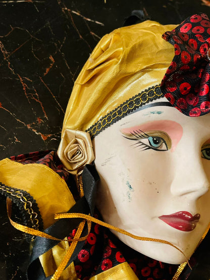 Vintage Venetian Style Wall hanging – Gold & Red Jester Design