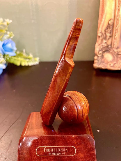Vintage Wooden Cricket Bat Ball Trophy 5 Inch