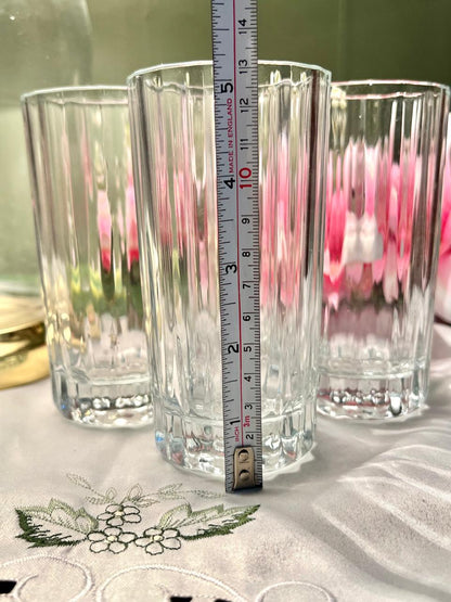 Set of 4 Ribbed Clear Crystal Glass – Approx. 5 Inch