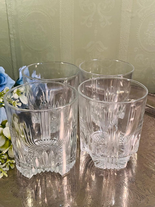Vintage Cut Crystal Tumblers Set of 4 – 10 cm Starburst Design