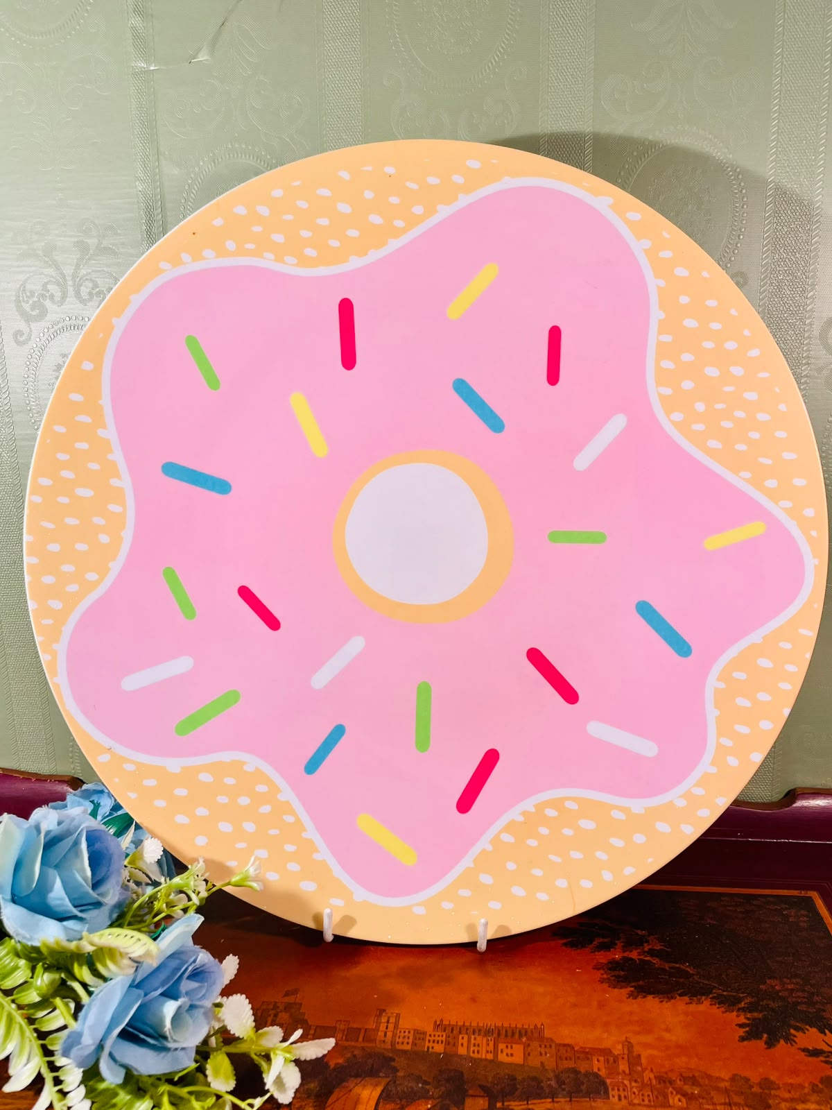Pink Donut Round Serving Tray or Platter – 13 Inch