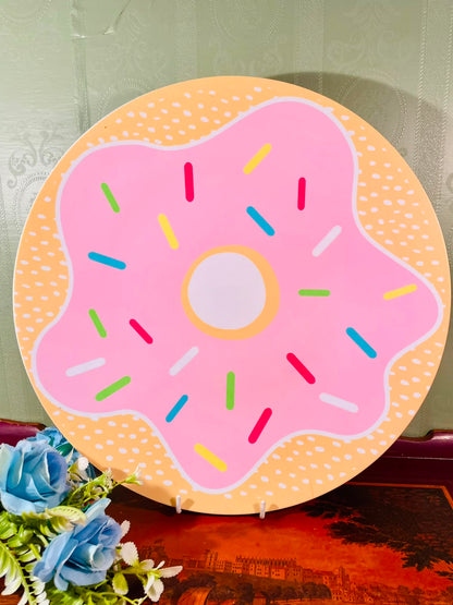 Pink Donut Round Serving Tray or Platter – 13 Inch