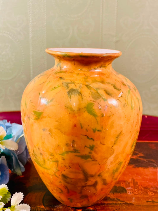 Orange Marbled Ceramic Vase – 6 Inch