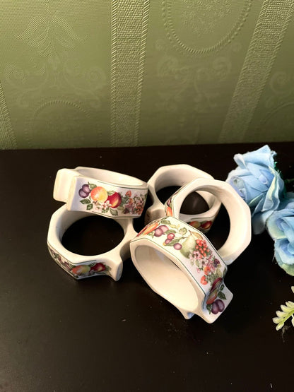 Johnson bros Vintage Ceramic Fruit Napkin Rings Set of 5