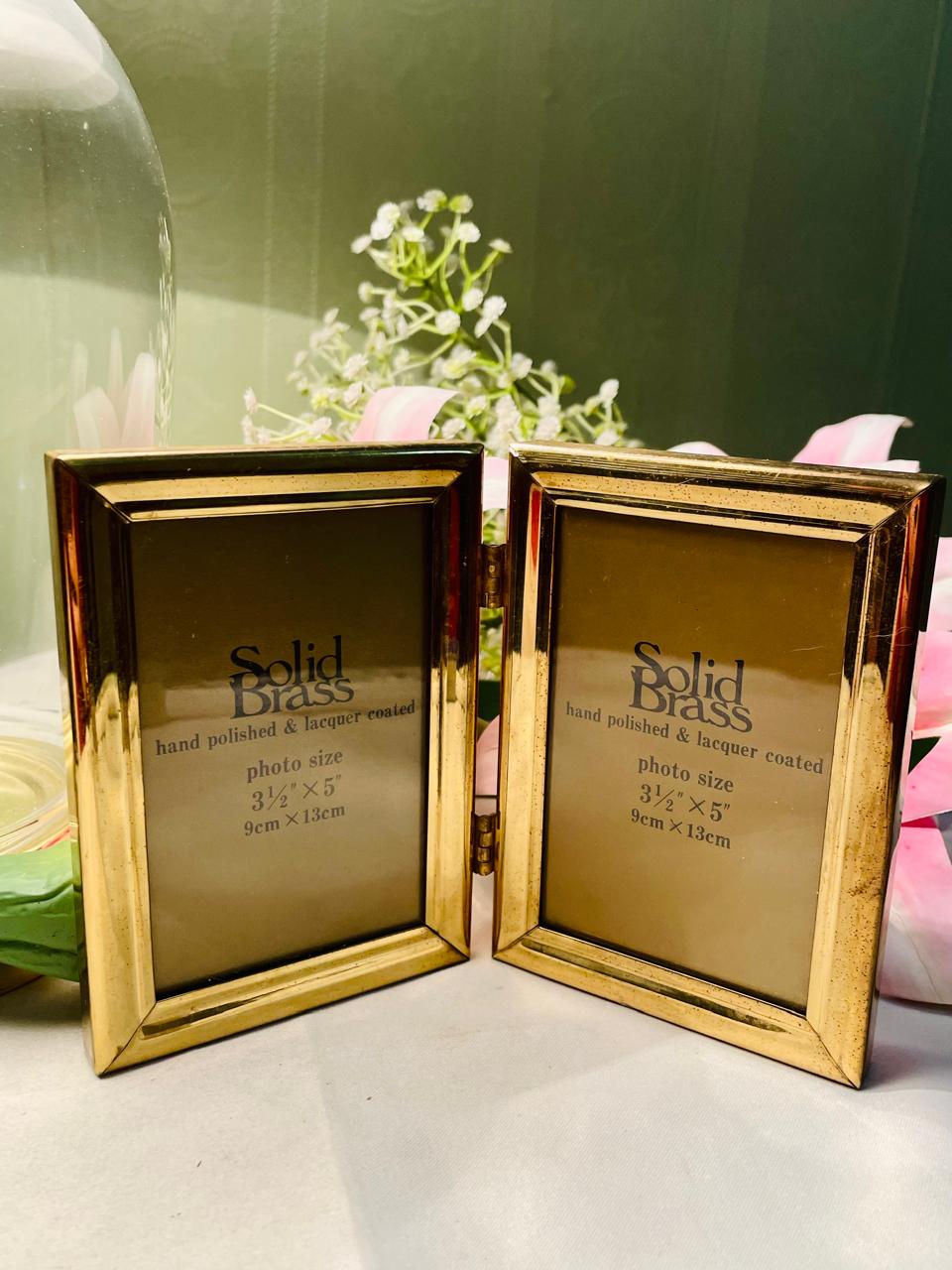 Solid Brass Double Photo Frames Set of 2 9 x 13 cm