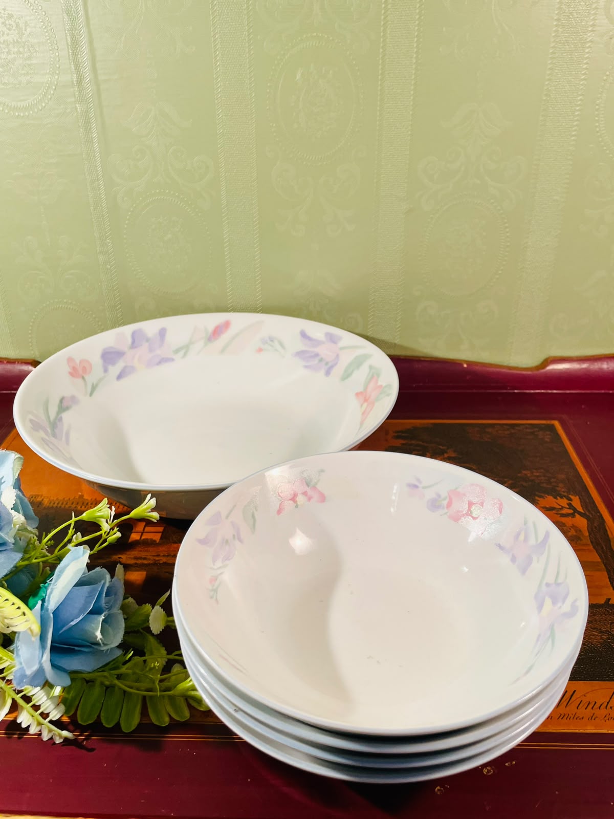 Pastel Floral Serving Bowl Set – 5 Pieces
