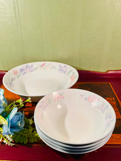 Pastel Floral Serving Bowl Set – 5 Pieces