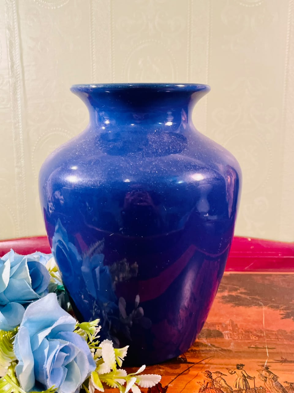 Cobalt Blue Ceramic Decorative Vase 7-Inch