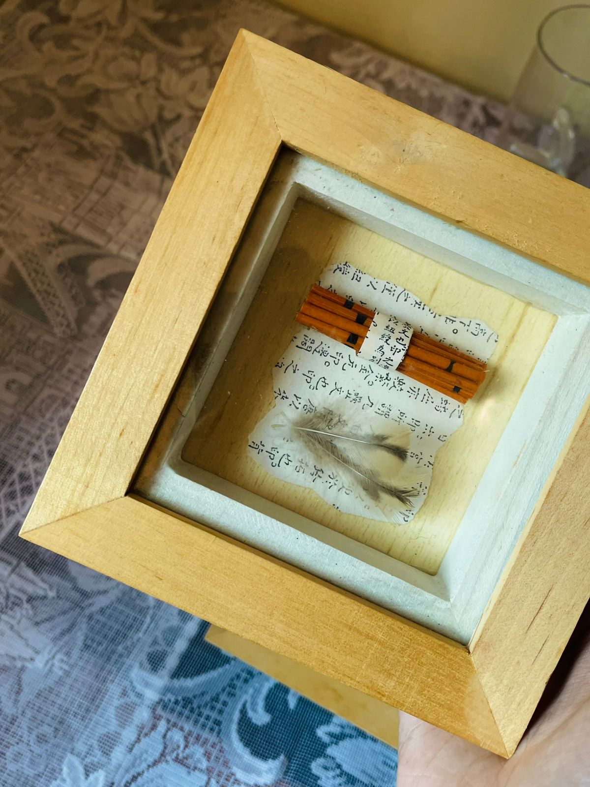 Set of 2 - Shadow-Box Wall Art Set – Natural Leaf & Feather Décor