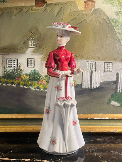 Edwardian Porcelain Figurine – Woman with Umbrella - French Doll