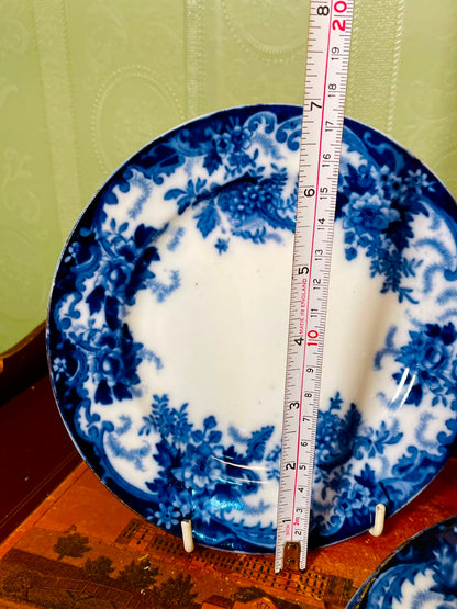 Set of 5 Vintage Blue & White Floral Plates – 7 Inch