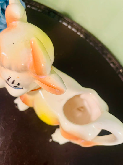Vintage Cow-Shaped Ceramic Planter – 5 Inch