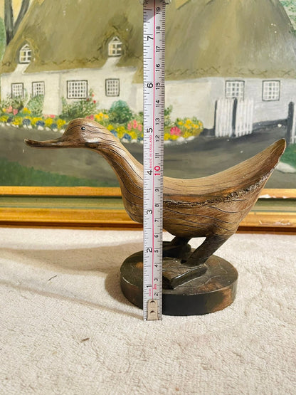 Wooden Carved Duck Standing – Lovely Dark Wood Rare Collectible
