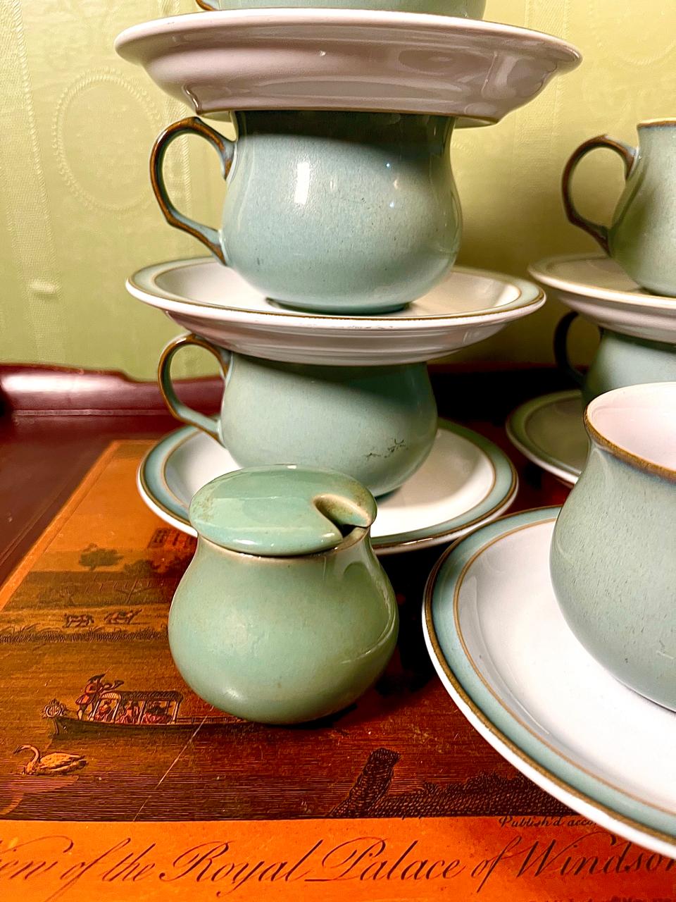 Vintage Denby Green Stoneware Tea Set | 13 Pieces | Made in England