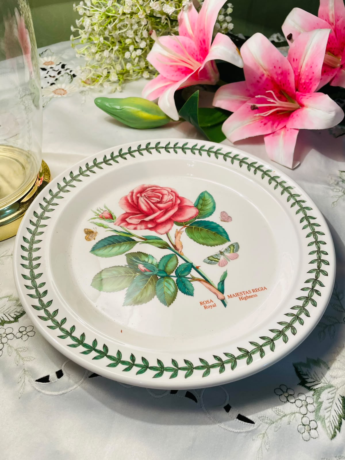 Portmeirion Botanic Garden Rose Large Serving Platter 10"