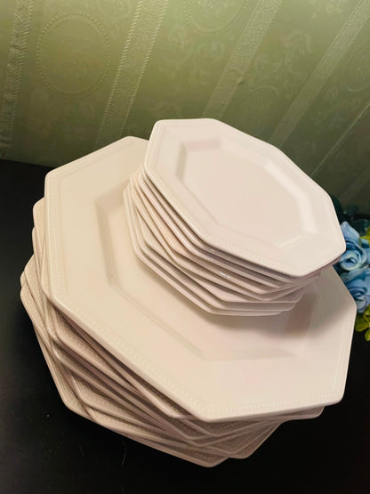 Johnson Bros Heritage White Octagonal Dinner & Quarter Plate Set 8 persons