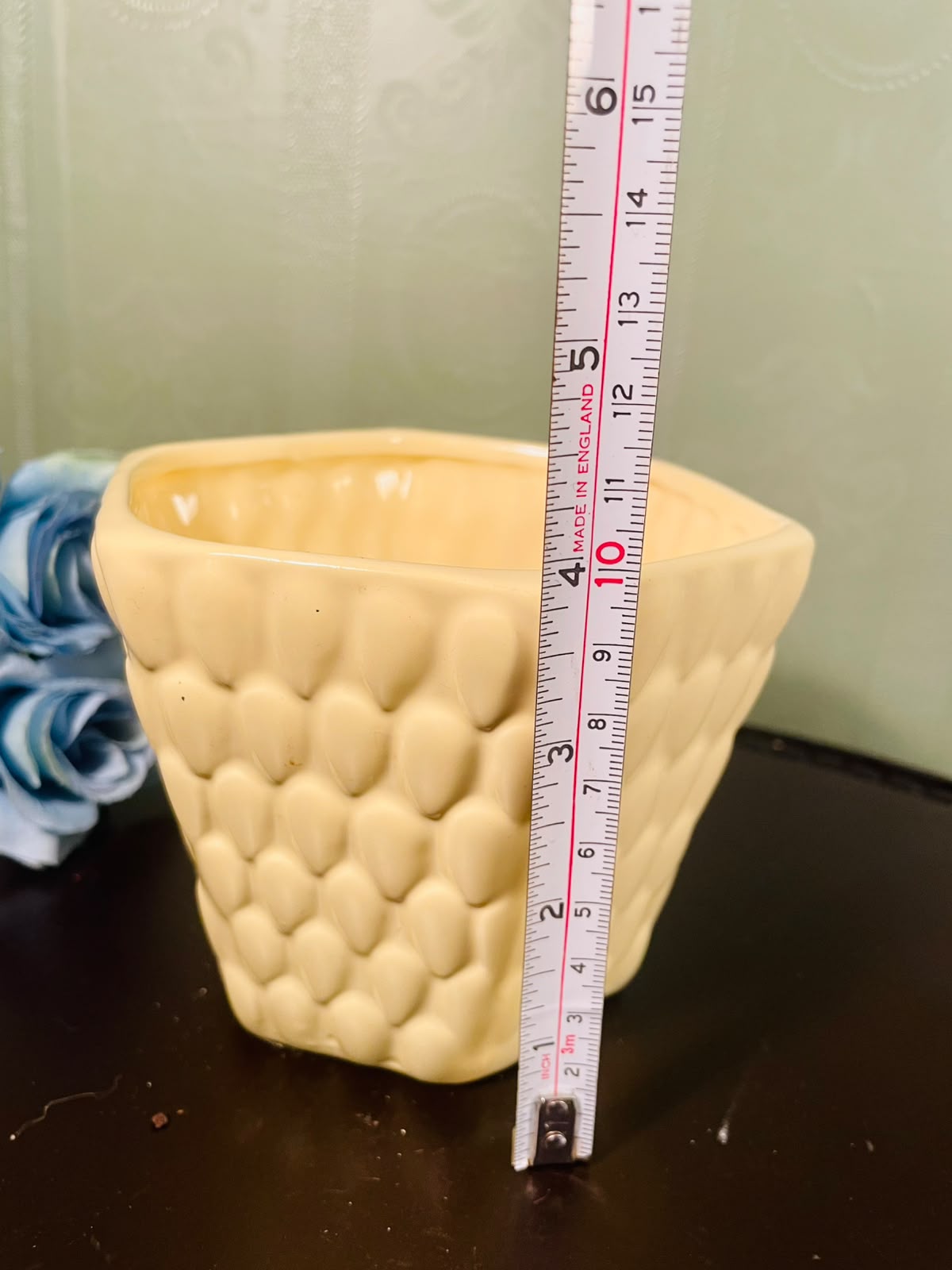 Yellow Textured Ceramic Square Plant Pot – 4 Inch